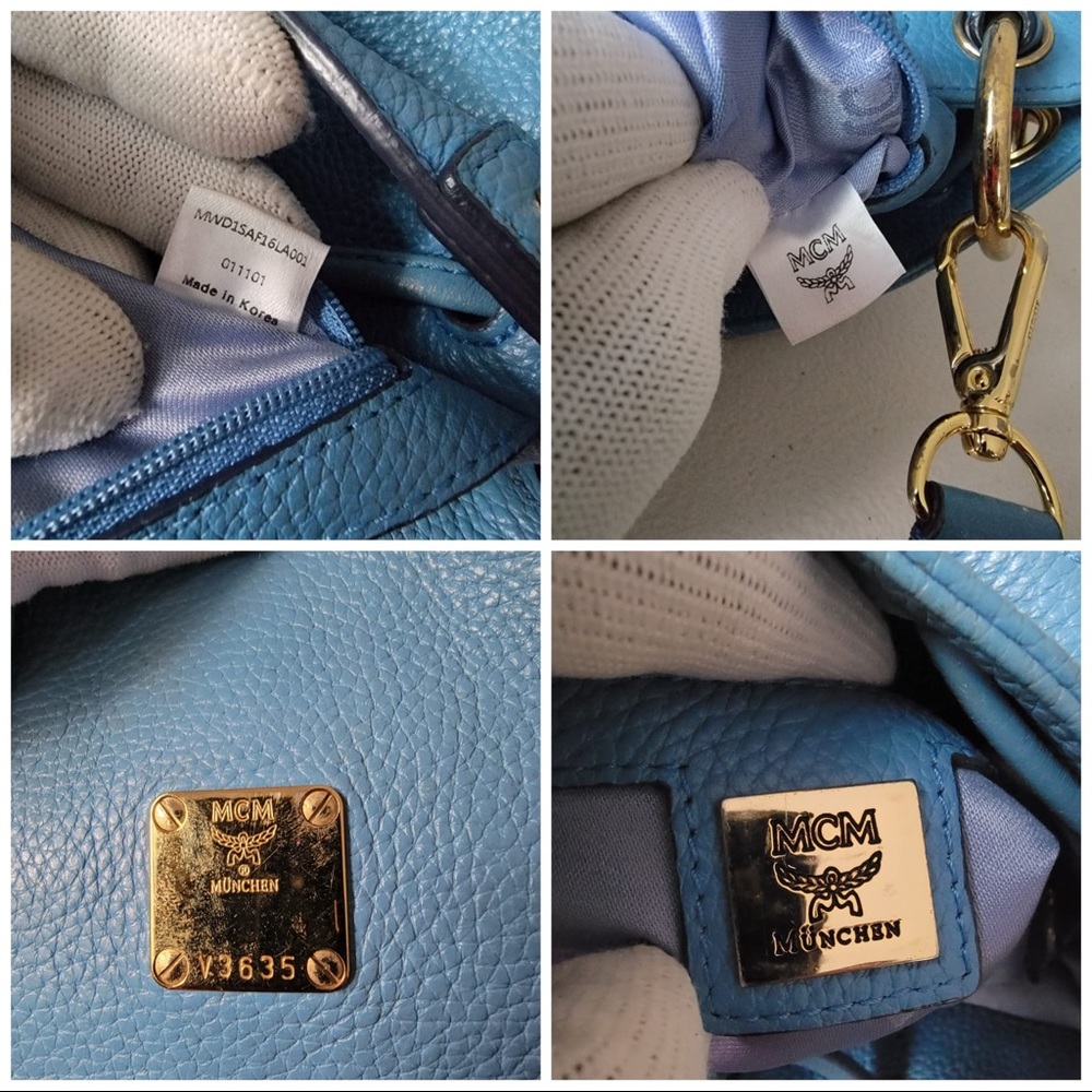 MCM Blue Bucket Leather Bag - Picture 3 of 10